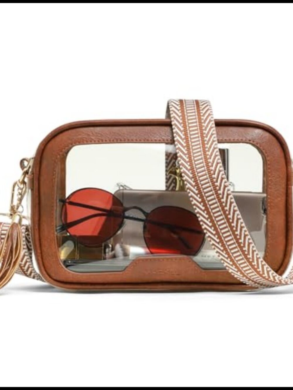 Clear Crossbody Bag Stadium Approved Vegan Leather PVC Tassel